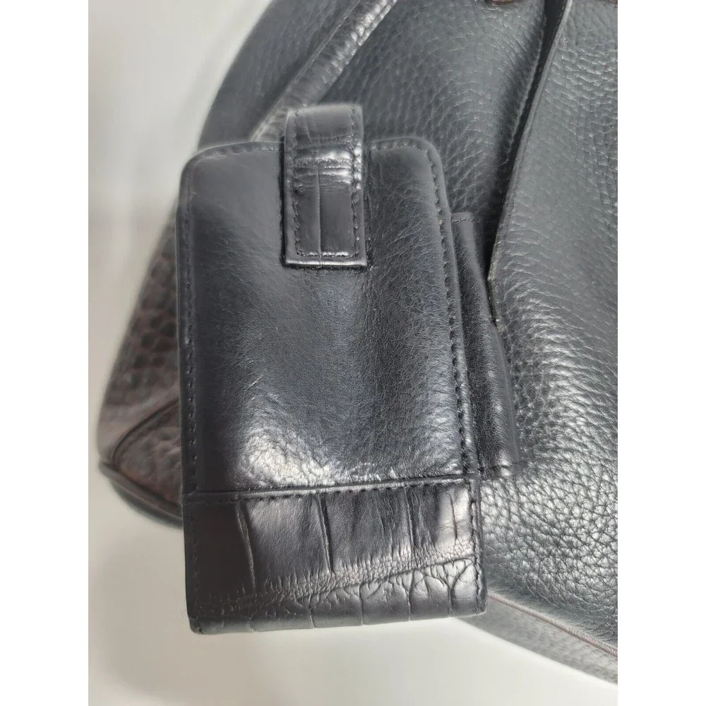 Brighton Black Pebbled Leather Purse Handbag Hobo 2 Compartments Heart w/Case